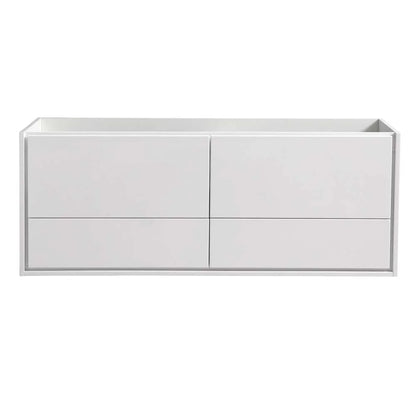 Fresca Catania 60" Wall Hung Single Sink Wood Bathroom Cabinet in Glossy White