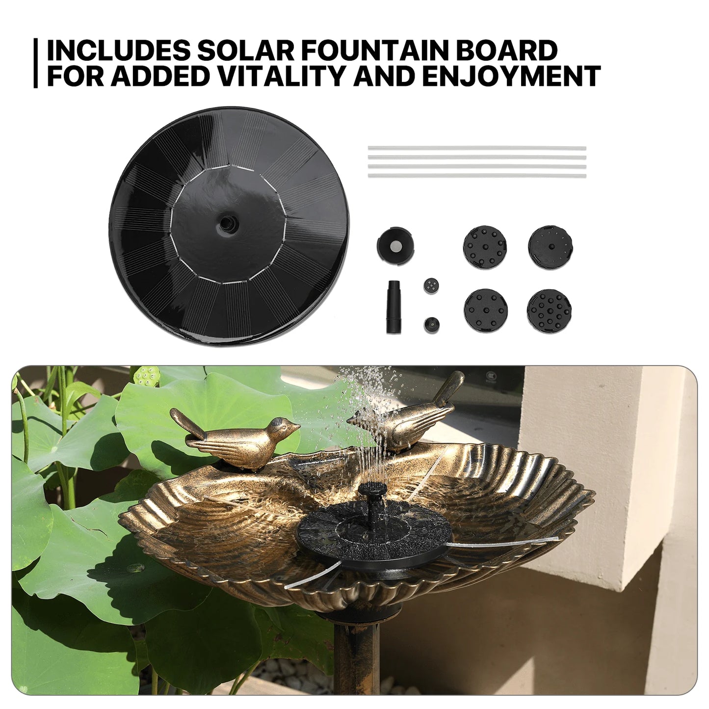 MoNiBloom Outdoor Pedestal Bird Bath with Solar Pumb, for Garden Patio Backyard Décor, Bronze