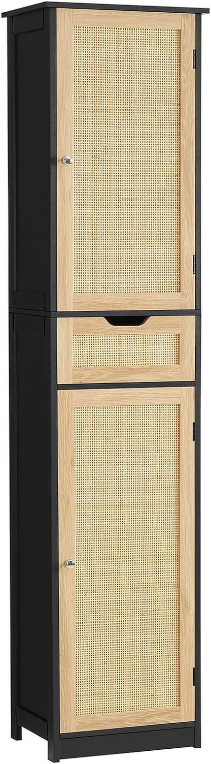 67" Tall Storage Cabinet, Bathroom Cabinet with Drawer & Adjustable Shelves, Narrow Storage Cabinet, Floor Cabinet for Living Room, Home Office, Rustic Oak
