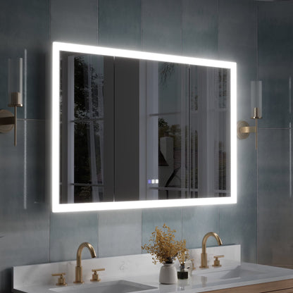 ANGELES HOME 36" x 32" LED Lighted Bathroom Medicine Cabinet with Mirror, 3X Magnification Makeup Mirror, Vanity Mirror Cabinet w/ Defogger, Dimmable, Memory Function, Outlets & USB