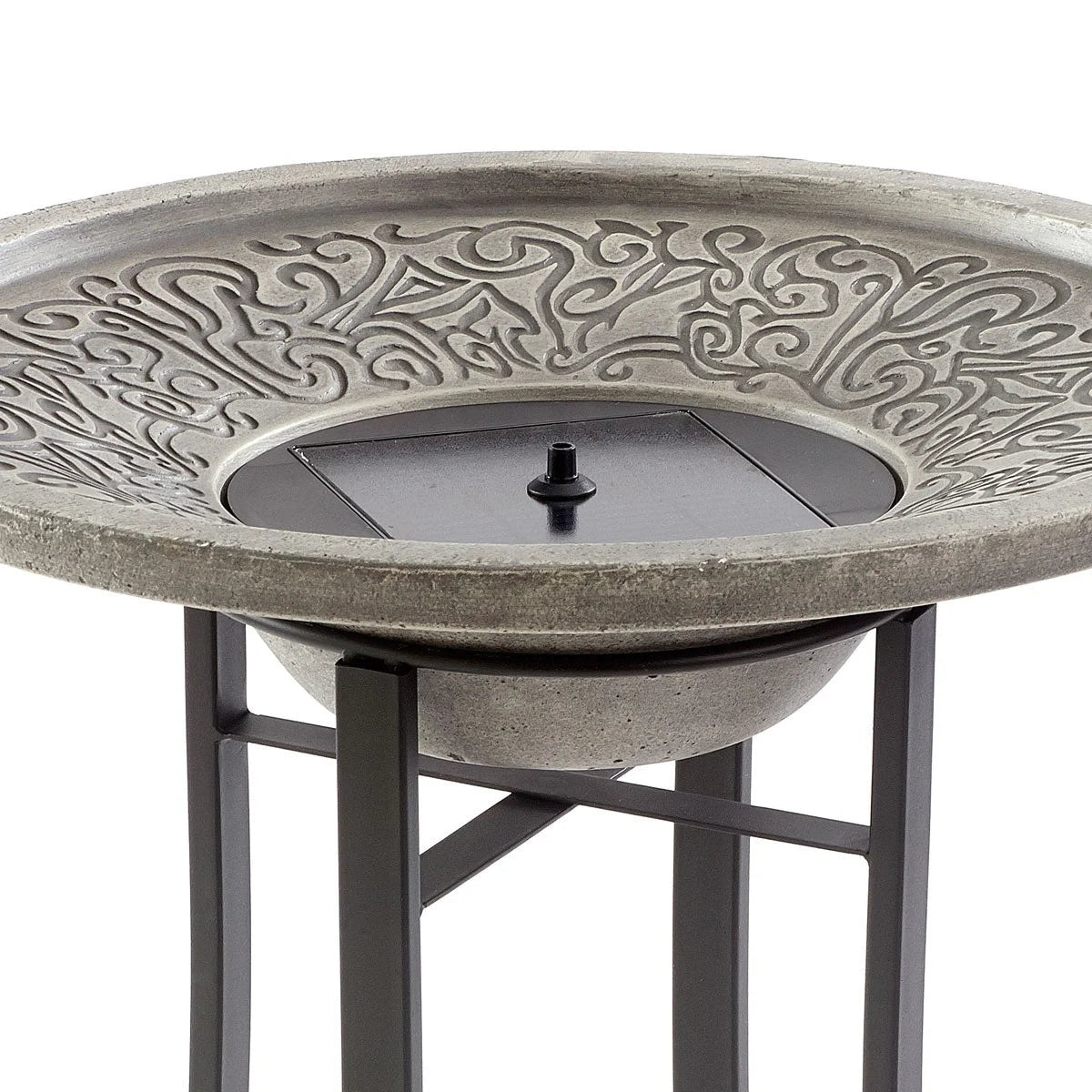 Smart Solar Perello Solar Birdbath - Distressed Grey Cement