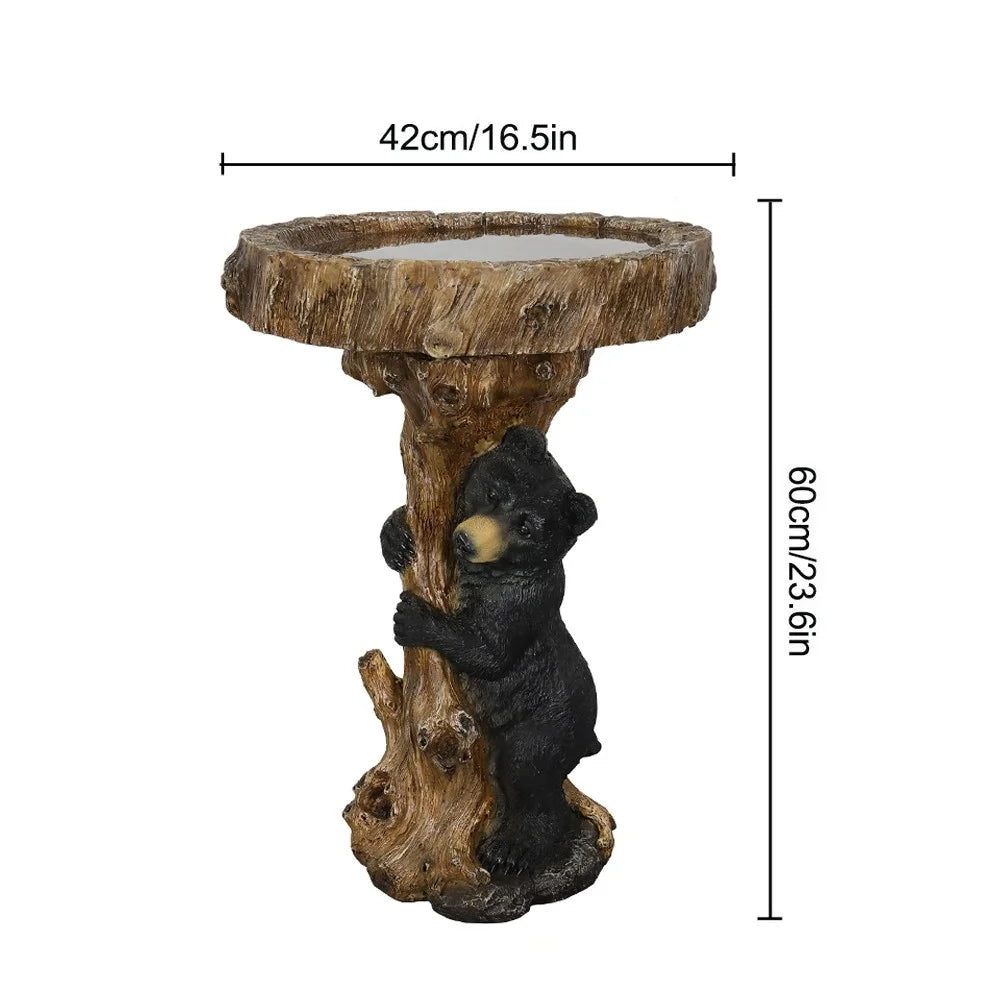 23.6��Tall Resin Outdoor Bird Baths for Garden - Outdoor Standing Birdbath with Bear Statue, Pedestal Birdbaths for Outdoors, Garden, Patio, Lawn, Backyard