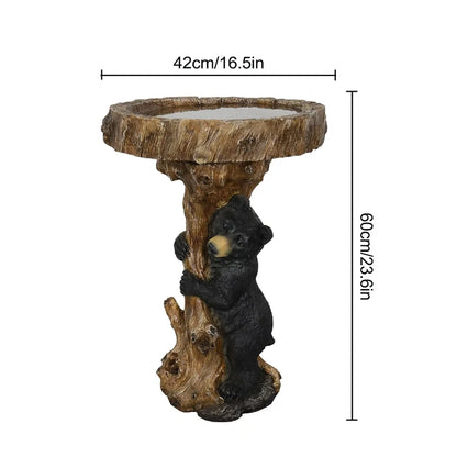 23.6��Tall Resin Outdoor Bird Baths for Garden - Outdoor Standing Birdbath with Bear Statue, Pedestal Birdbaths for Outdoors, Garden, Patio, Lawn, Backyard