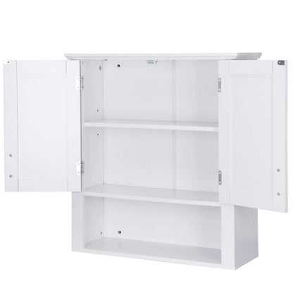 ZenSports 2-Door Bathroom Medicine Storage Wall Cabinet, Over-the-Toilet Adjustable Shelves 8" Width White