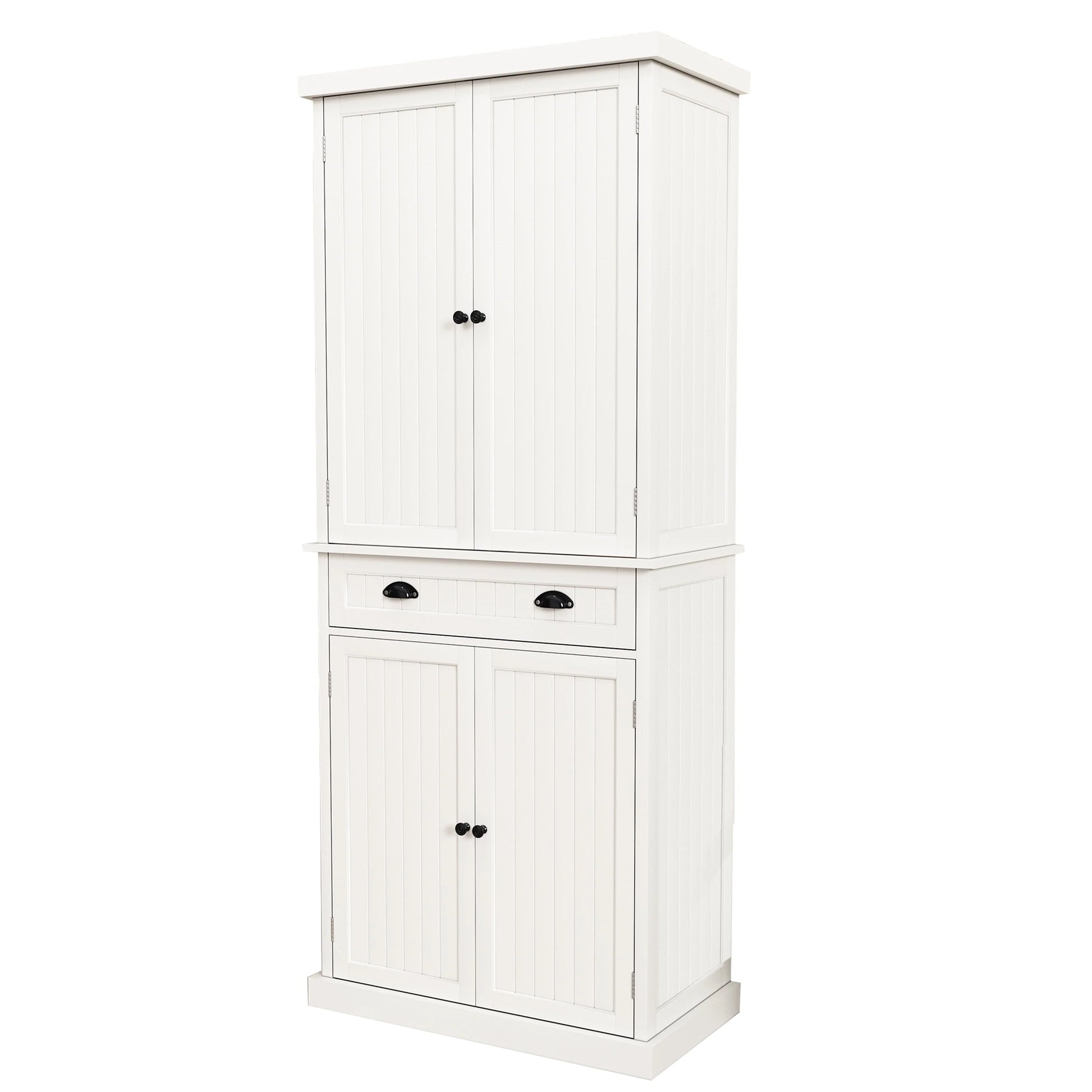 HLR 72 inches Kitchen Pantry Storage Cabinet, Pantry Cabinets with Drawer and Adjustable Shelves, Kitchen Pantry for Bathroom, Livingroom, Dining Room, White