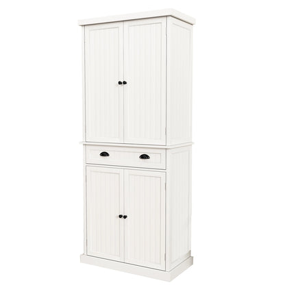 HLR 72 inches Kitchen Pantry Storage Cabinet, Pantry Cabinets with Drawer and Adjustable Shelves, Kitchen Pantry for Bathroom, Livingroom, Dining Room, White