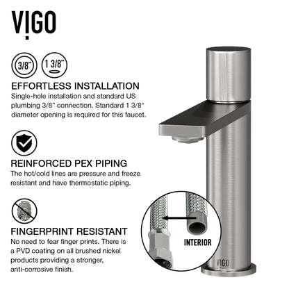 VIGO Gotham Single Handle Single-Hole Bathroom Vessel Faucet in Brushed Nickel