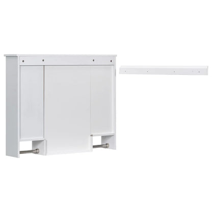 IVV Wall Mounted Bathroom Cabinet with Mirror, Modern Over The Toilet Storage Cabinet, White Medicine Cabinet Organizer with 3 Doors, 2 Towel Bars, Open Storage & Adjustable Shelves