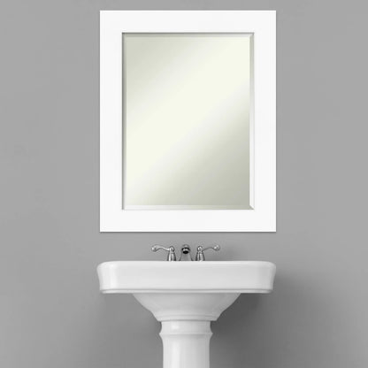 Amanti Art Beveled Bathroom Wall Mirror - Cabinet White Frame Outer Size: 23 x 29 in