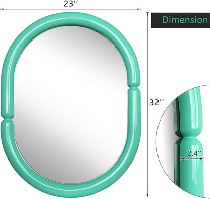 H-A Oval Solid Wood Vanity Mirror Bagel Shaped Wall Mounted Mirror High-end for Bedroom Bathroom Wall Decor