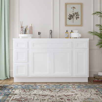 54 in. W x 21 in. D x 32.5 in. H Bath Vanity Cabinet without Top in White