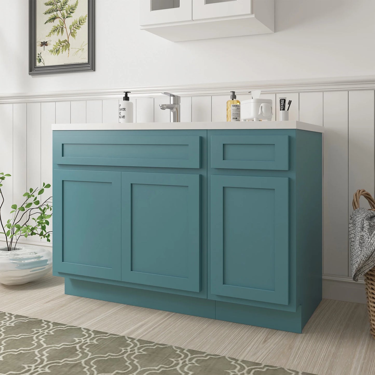 51 in. W x 21 in. D x 32.5 in. H Bath Vanity Cabinet without Top in Silver