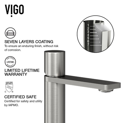 VIGO Gotham Single Handle Single-Hole Bathroom Vessel Faucet in Brushed Nickel