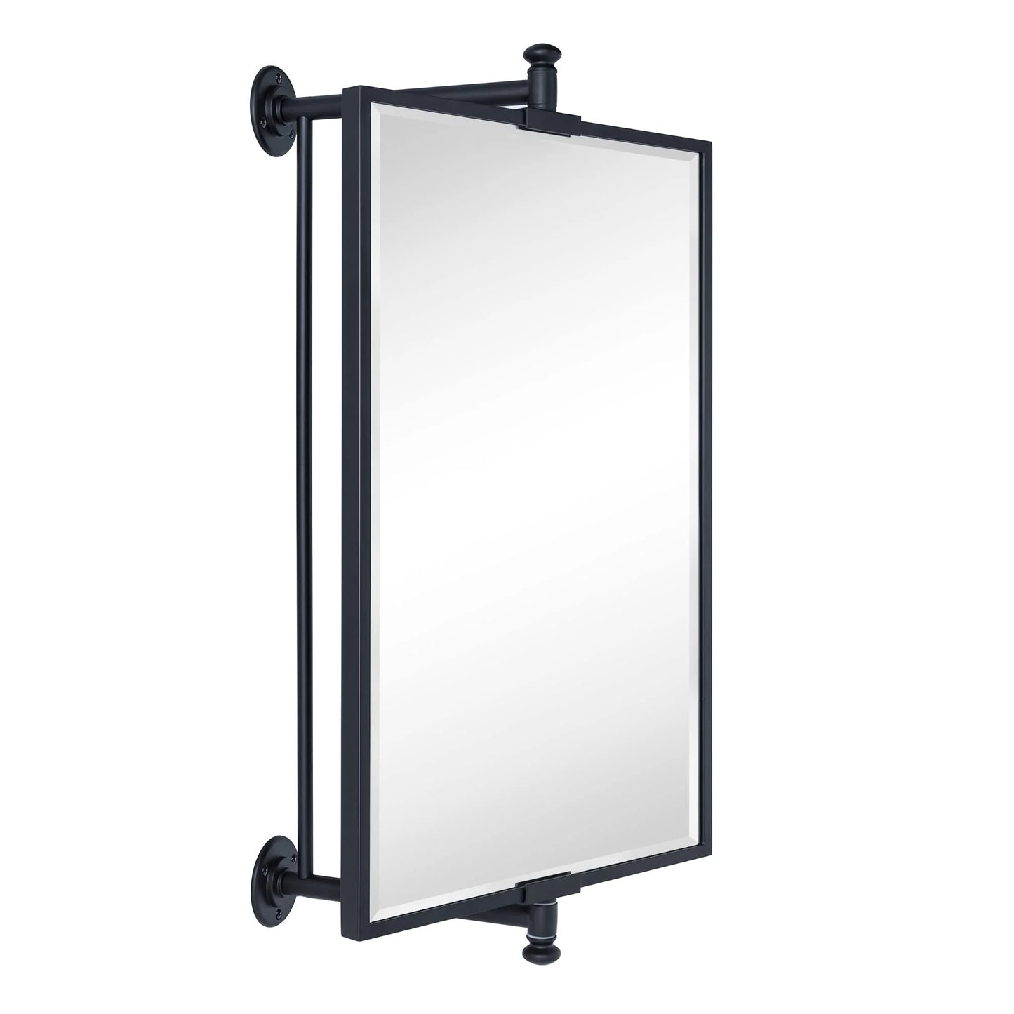 TEHOME Black Beveled Rectangle Pivot-N-View Bathroom Vanity Mirror 14x22"