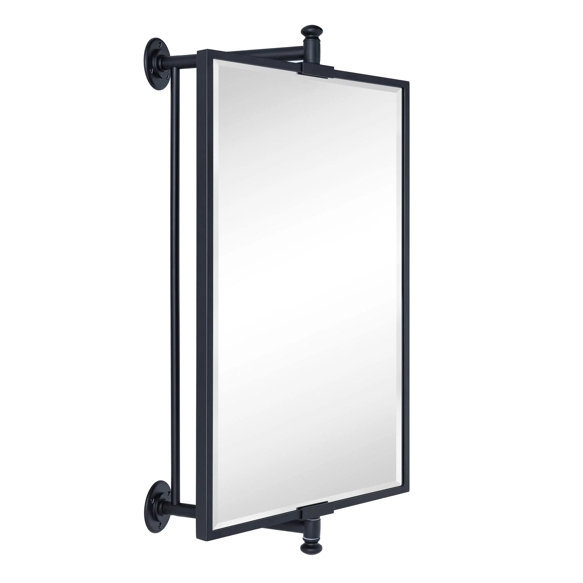TEHOME Black Beveled Rectangle Pivot-N-View Bathroom Vanity Mirror 14x22"