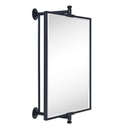 TEHOME Black Beveled Rectangle Pivot-N-View Bathroom Vanity Mirror 14x22"