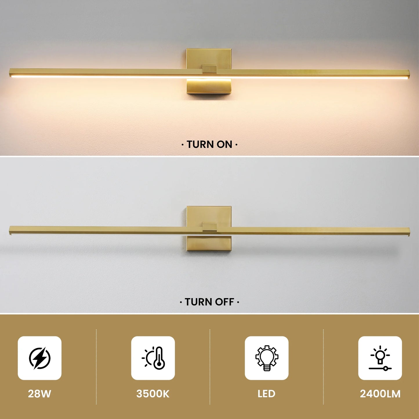 Modern Vanity Lighting Fixtures 39 Inch Bathroom Vanity Lights Over Mirror Wall Sconce for Bathroom Gold Warm Lighting Bath Wall Sconce