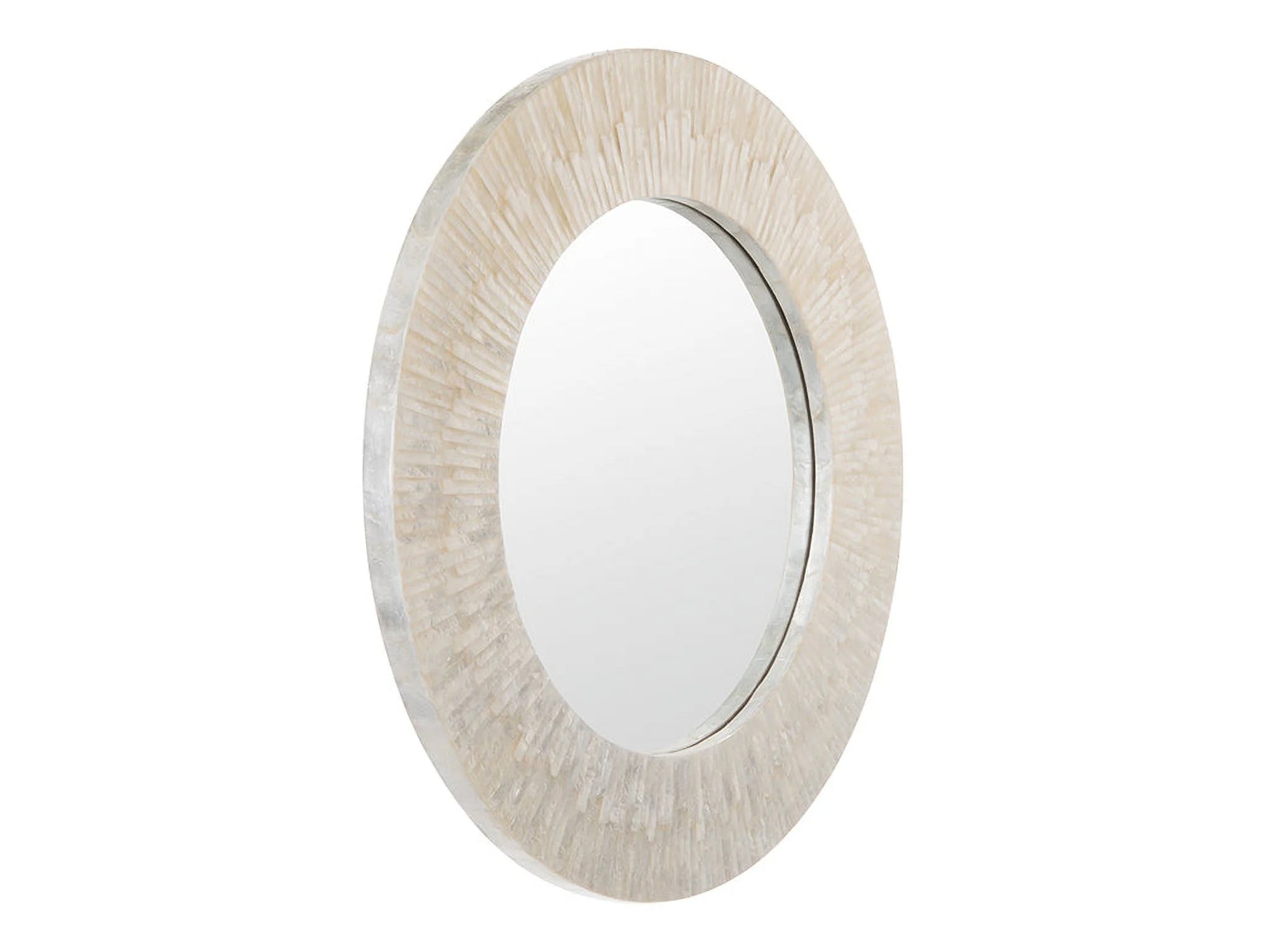 Kouboo Round Capiz Seashell Sunray Wall Mirror, Round Wall Mirror, Mirror For Bathroom Bedroom Living Room Entryway, Natural White