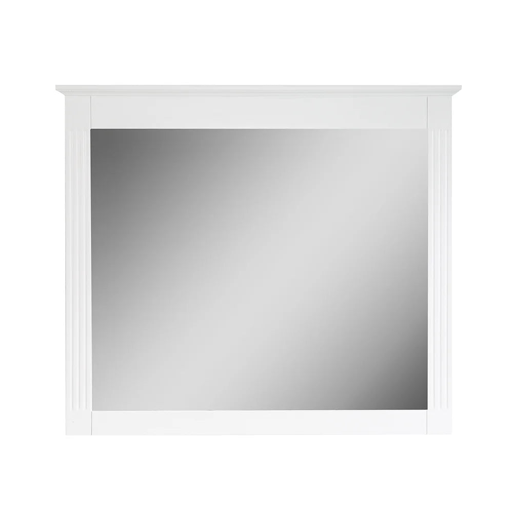Forclover 38" x 33" Rectangle Wall-Mounted Wooden Framed Vanity Mirror, Makeup Bathroom Wall Mirror for Bathroom Living Room Entryway, White