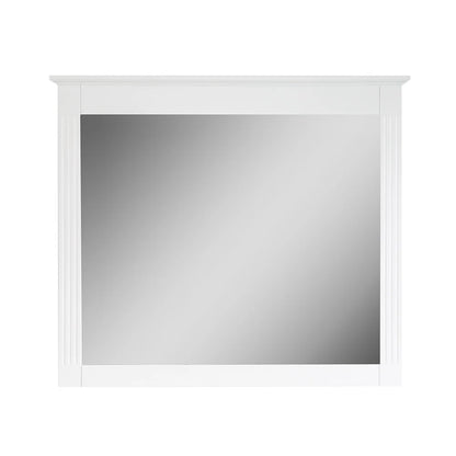 Forclover 38" x 33" Rectangle Wall-Mounted Wooden Framed Vanity Mirror, Makeup Bathroom Wall Mirror for Bathroom Living Room Entryway, White