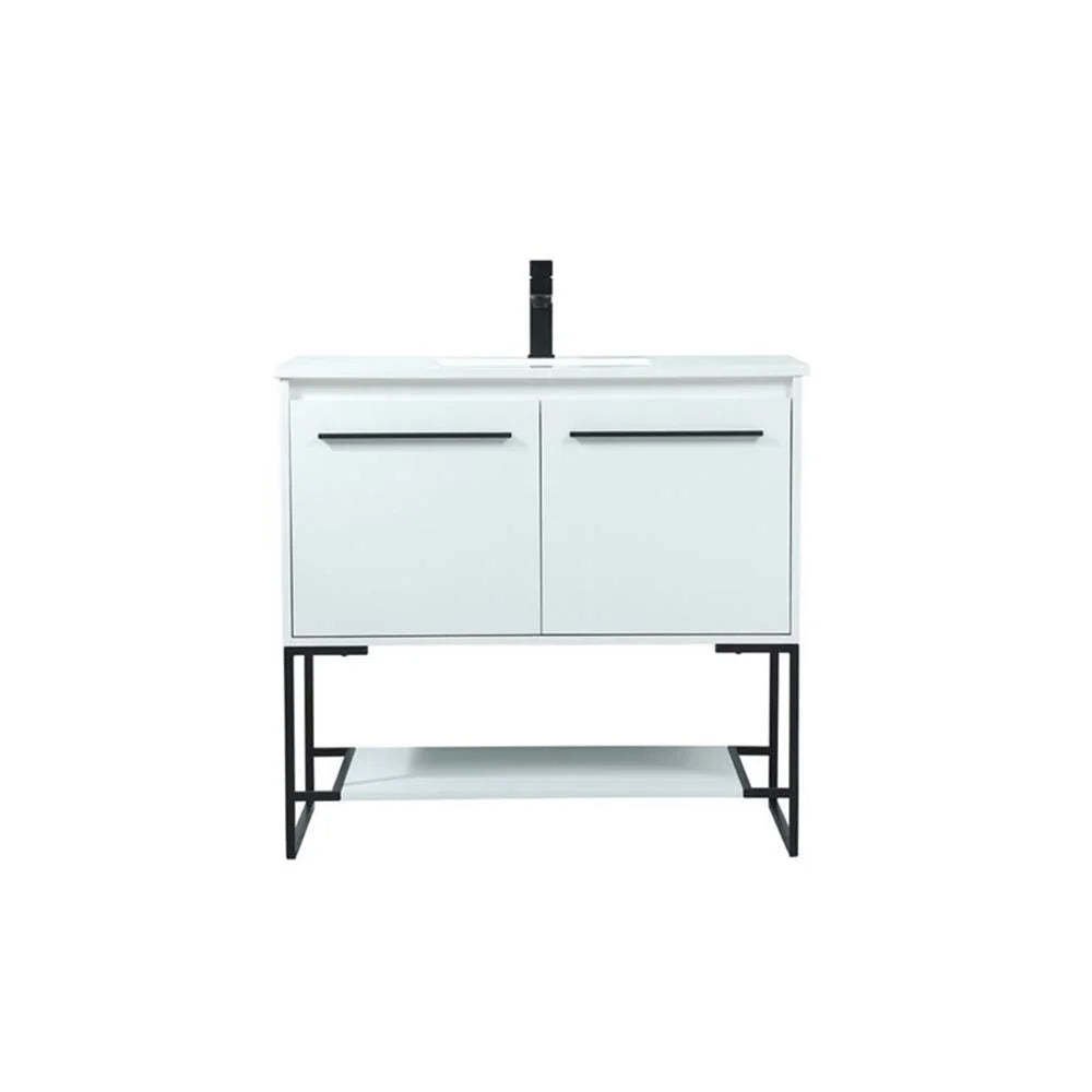 36 inch single bathroom vanity in white
