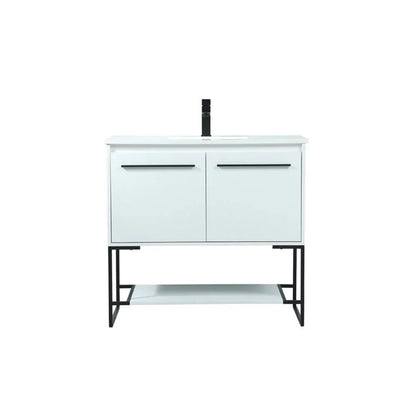 36 inch single bathroom vanity in white