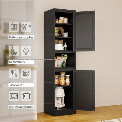 15.75"W Freestand Metal Tall and Thin Narrow Corner Storage Cabinet for Kitchen Bathroom Living Room