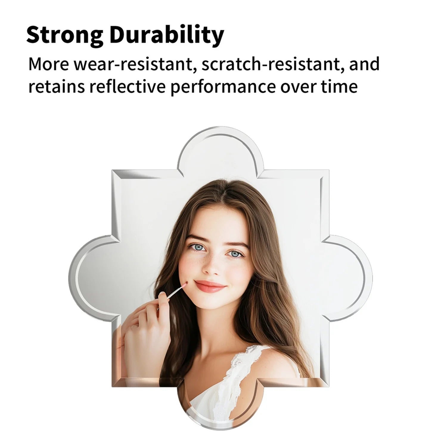 LUVODI Frameless Irregular Wall Mirror 31.5x31.5 inch HD Glass Bathroom Mirror with Beveled Silver Edge