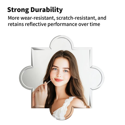 LUVODI Frameless Irregular Wall Mirror 31.5x31.5 inch HD Glass Bathroom Mirror with Beveled Silver Edge