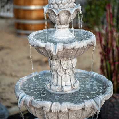 XBrand 58.3" 3-Tier Outdoor Freestanding Water Fountain - Classic Leaf Design, Large Bird Bath with Pump - Ideal for Yard, Lawn and Garden D��cor