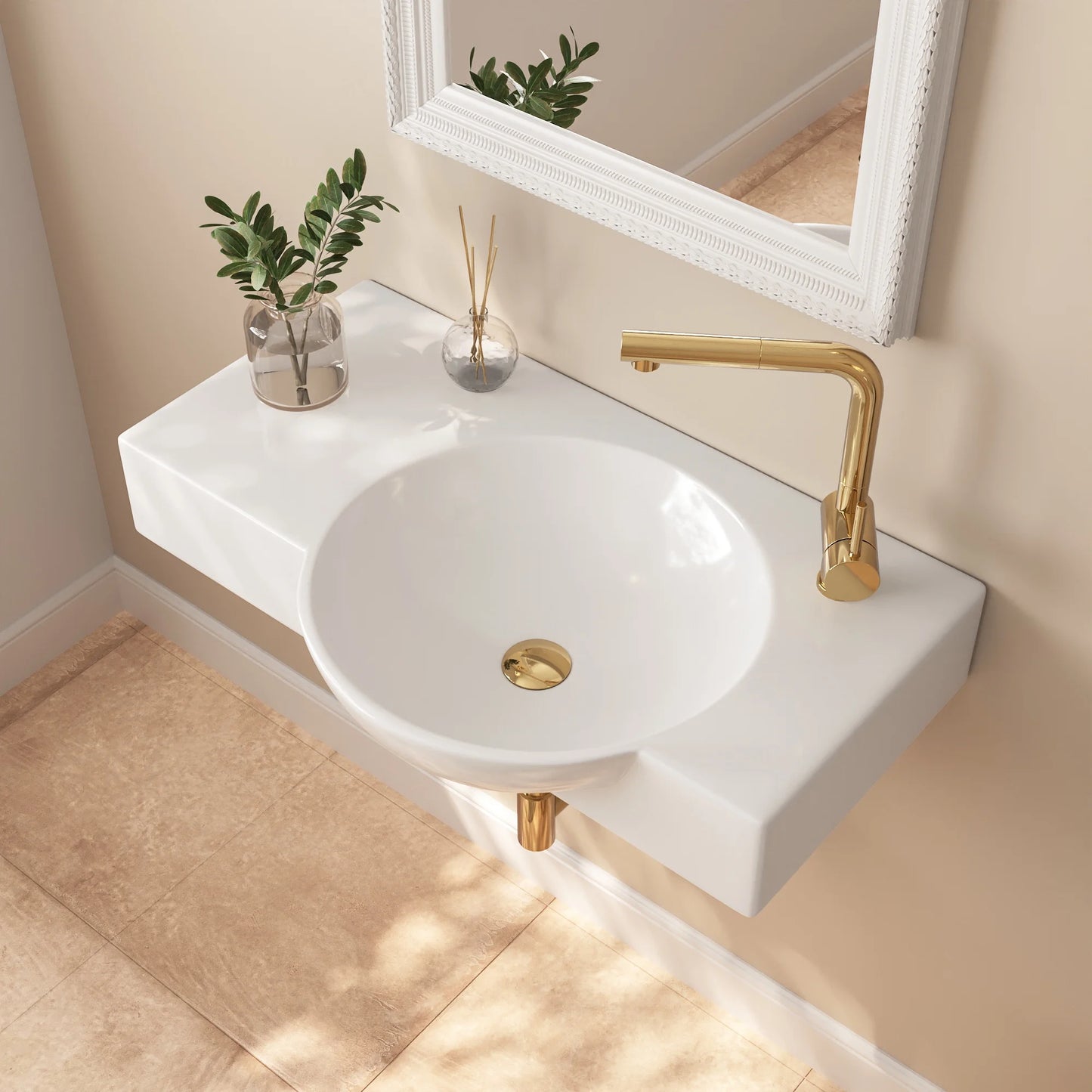DeerValley DV-1WS0125 30" x 18" White Rectangular Vitreous China Wall Mount Bathroom Sink with Faucet Hole