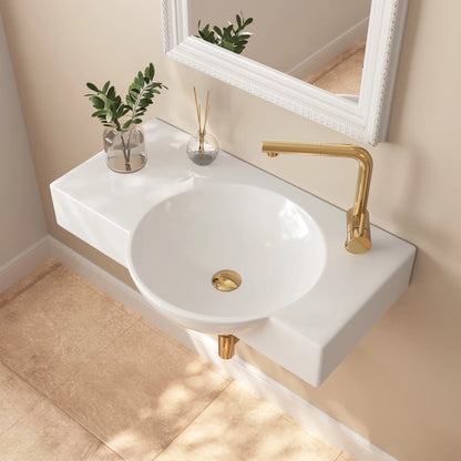 DeerValley DV-1WS0125 30" x 18" White Rectangular Vitreous China Wall Mount Bathroom Sink with Faucet Hole