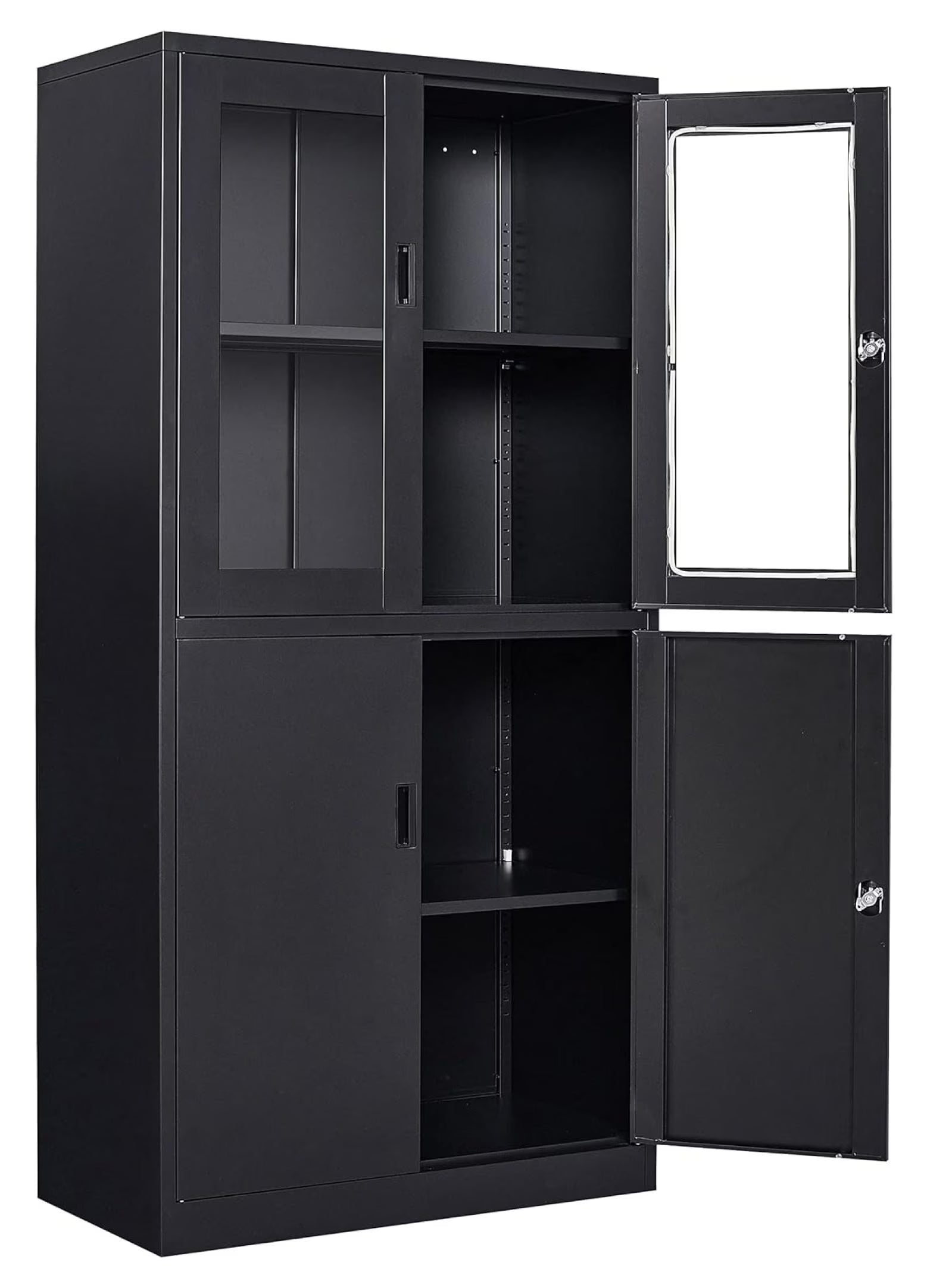 WDNMD9418 Storage Cabinet with Doors and Shelves,Display Cabinet with Glass Doors, Freestanding Kitchen Pantry Cabinet with Glass Doors and Shelves for Home Office, Pantry,Kitchen Bathroom