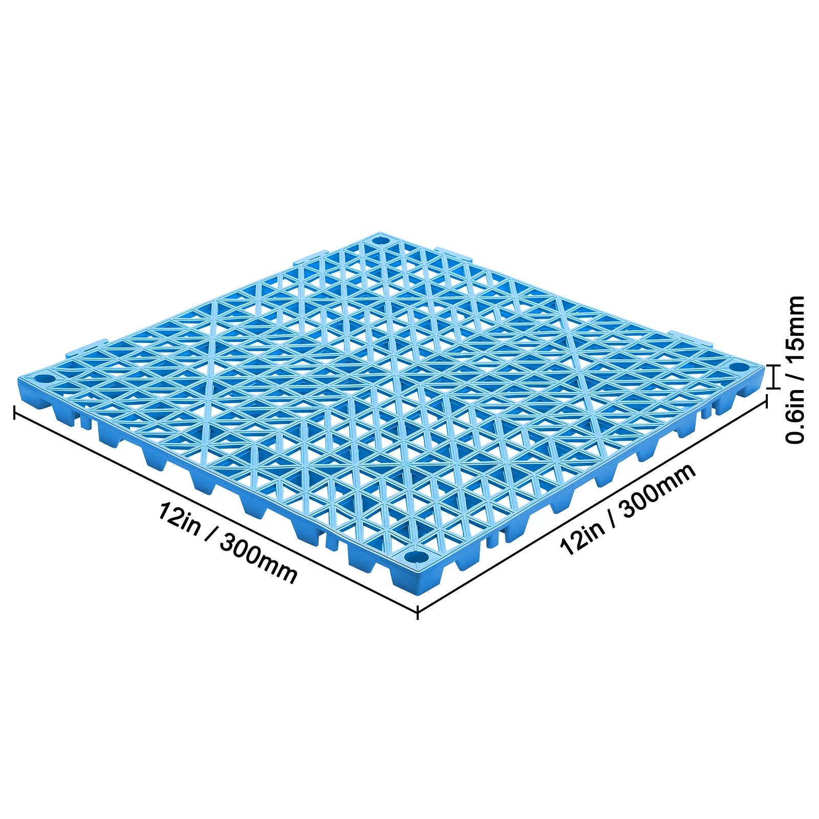 KFFKFF 55 PCS Interlocking Drainage Floor Mat 12" x 12" x 0.6" Modular Interlocking Cushion PVC Non-Slip Drainage Tiles Mats for Pool, Bathroom, Shower, Deck, Patio (Blue)