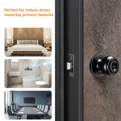 Door Knobs with Lock, 5/10Pack Door Handle Locks for Interior, Bedroom & Bathroom, Privacy Black Door Knob for Left-handed & Right-handed Doors