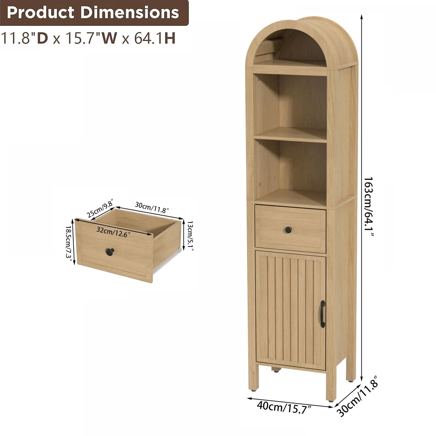 Furtivusia Bathroom Storage Cabinet Narrow Tall Cabinet Storage Tower with Door and Drawer