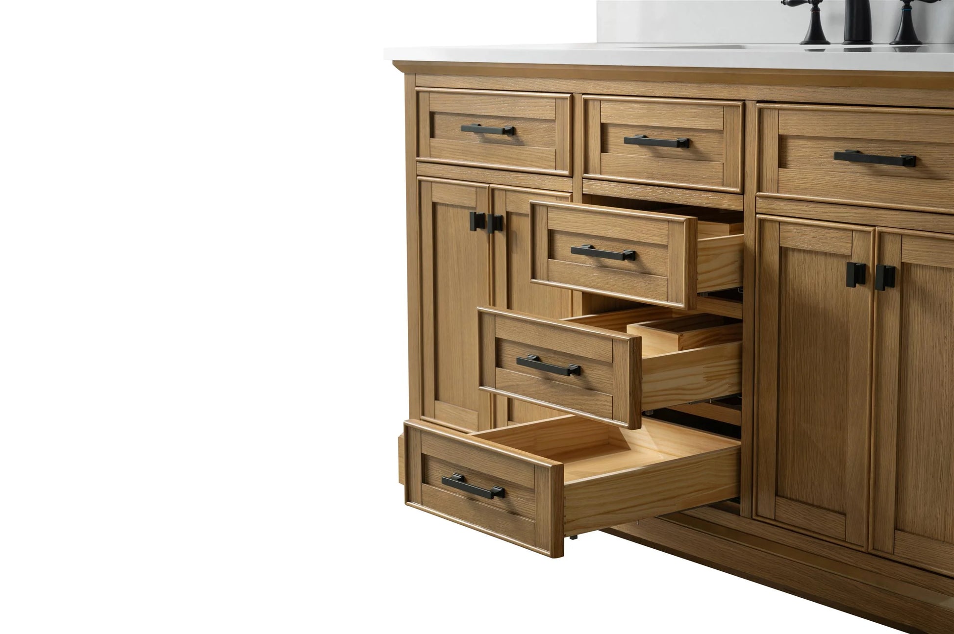 Design Element Milano 60" Single Sink Oak Bath Vanity with White Quartz Top