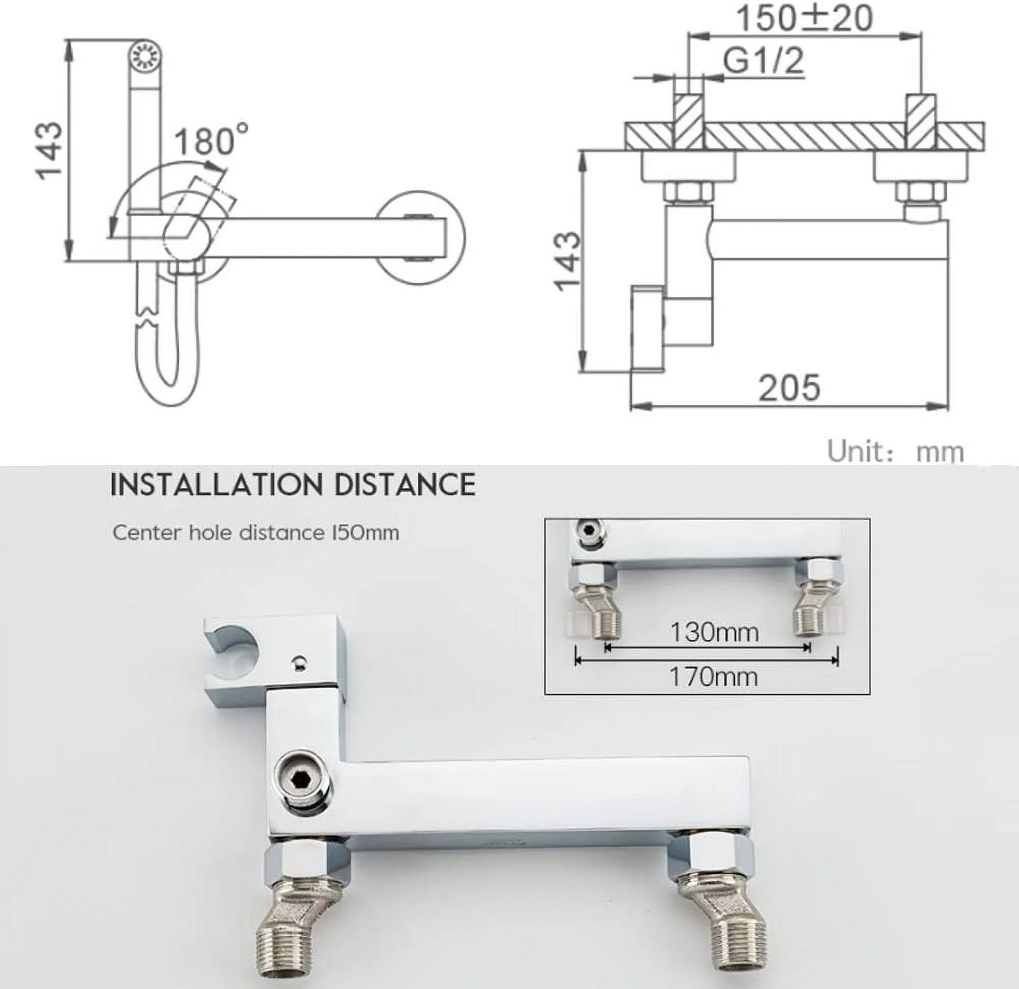 Handheld Bidet Sprayer for Toilet, Chrome Baby Cloth Diaper Washer Set Brass Bathroom Sprayer Kit Wall Mounted Bathroom Bidet Faucet with Hot and Cold Water, Anti Leaking Hose