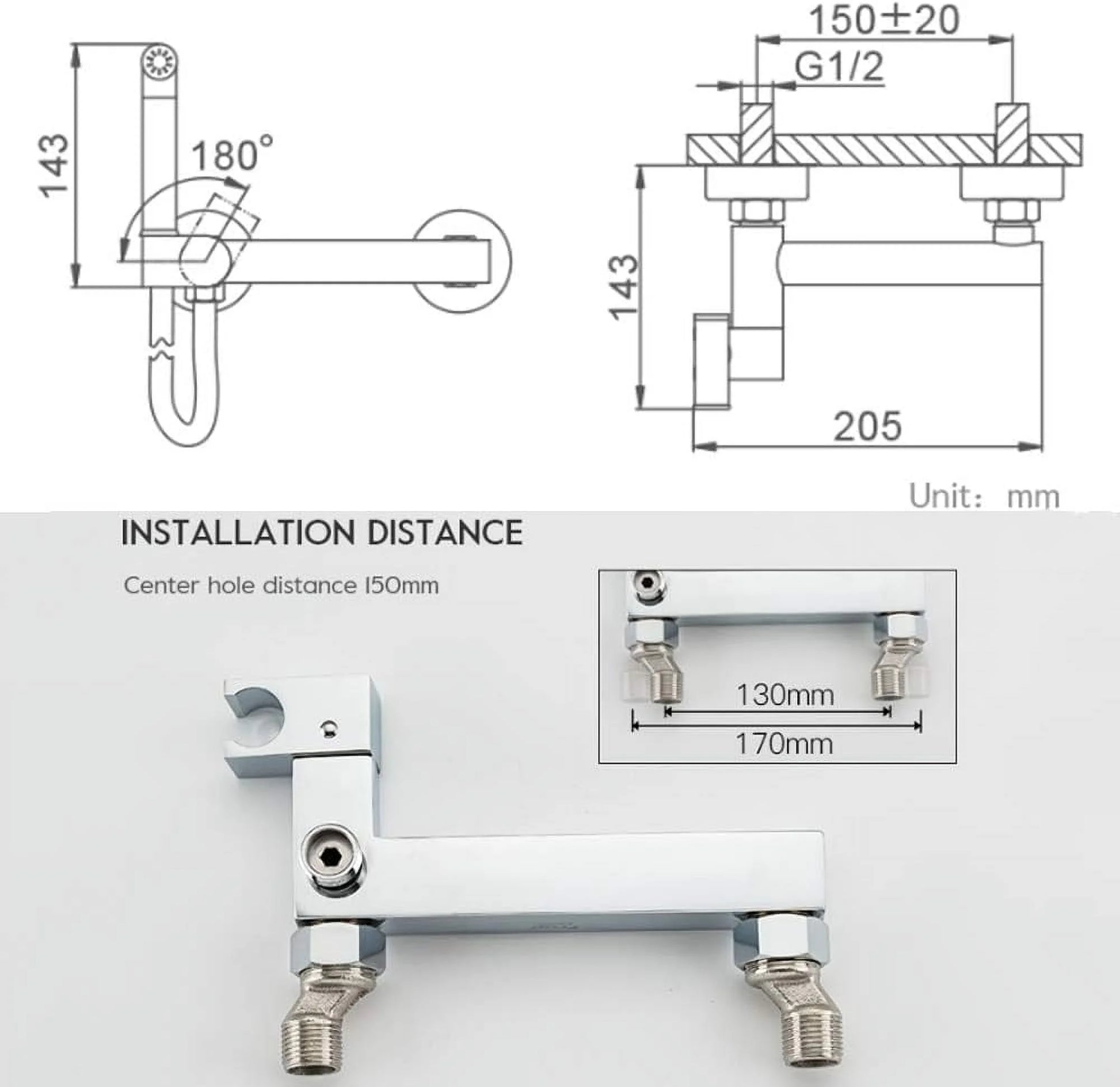 Handheld Bidet Sprayer for Toilet, Chrome Baby Cloth Diaper Washer Set Brass Bathroom Sprayer Kit Wall Mounted Bathroom Bidet Faucet with Hot and Cold Water, Anti Leaking Hose