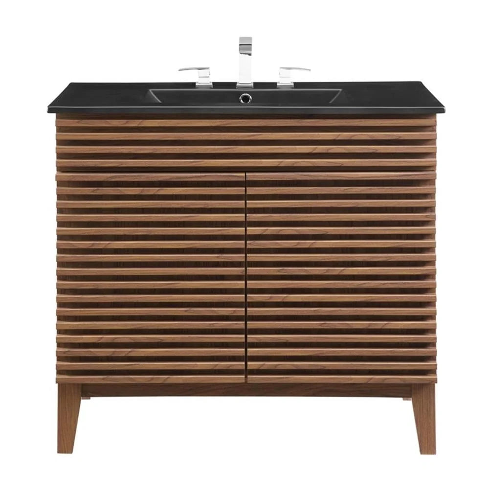 Modway Render 36" Bathroom Vanity in Walnut Black