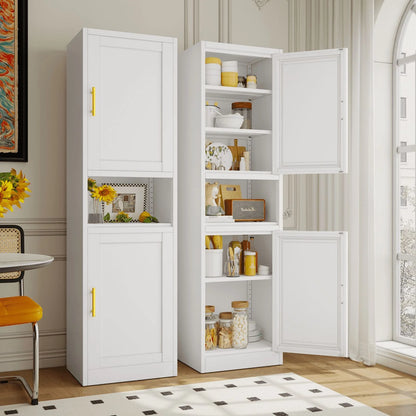 15.75"W Freestand Metal Tall and Thin Narrow Corner Storage Cabinet for Kitchen Bathroom Living Room