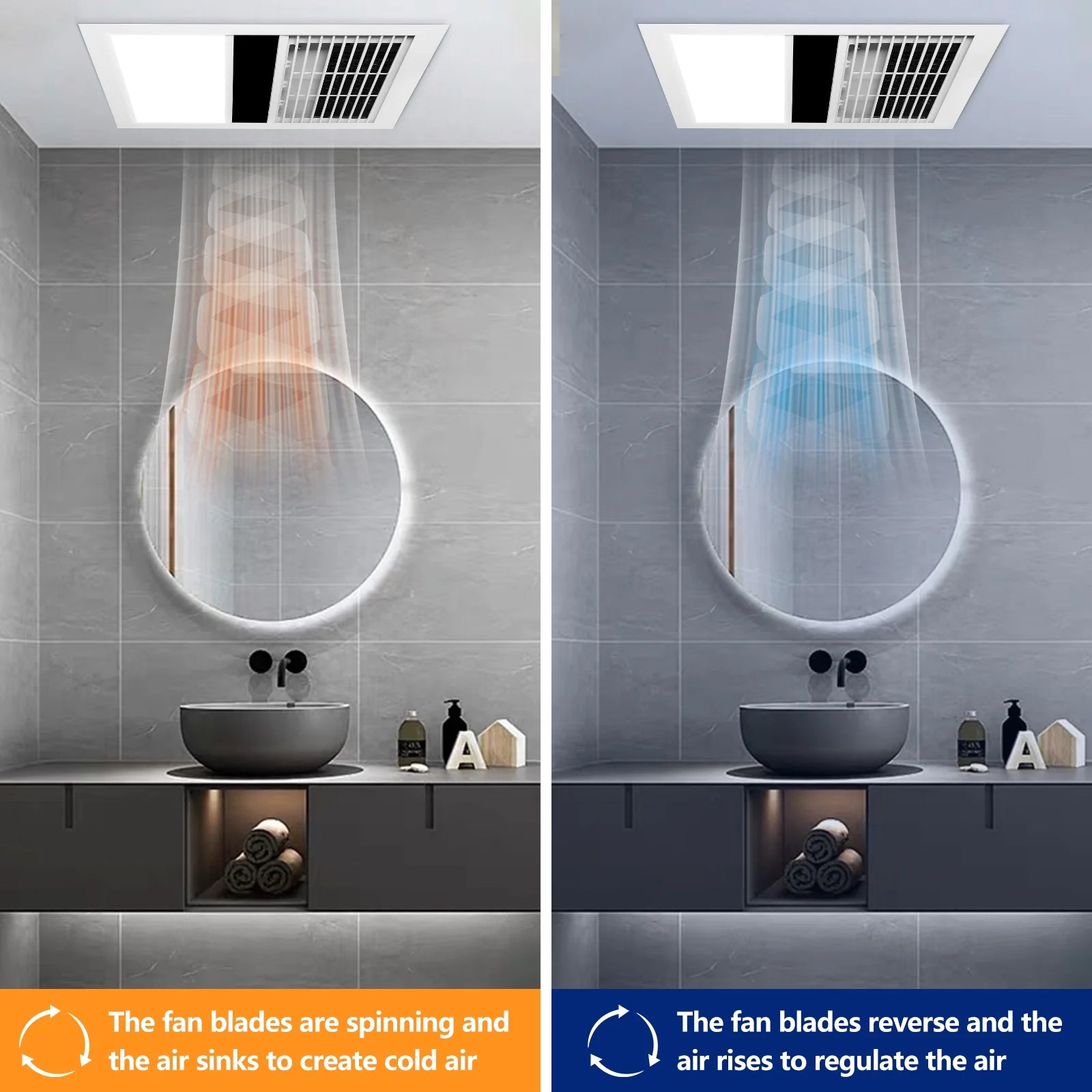 Bathroom Exhaust Fan, Heater, LED Light Combo, Bathroom Fan 2300 Watt Heater 100CFM