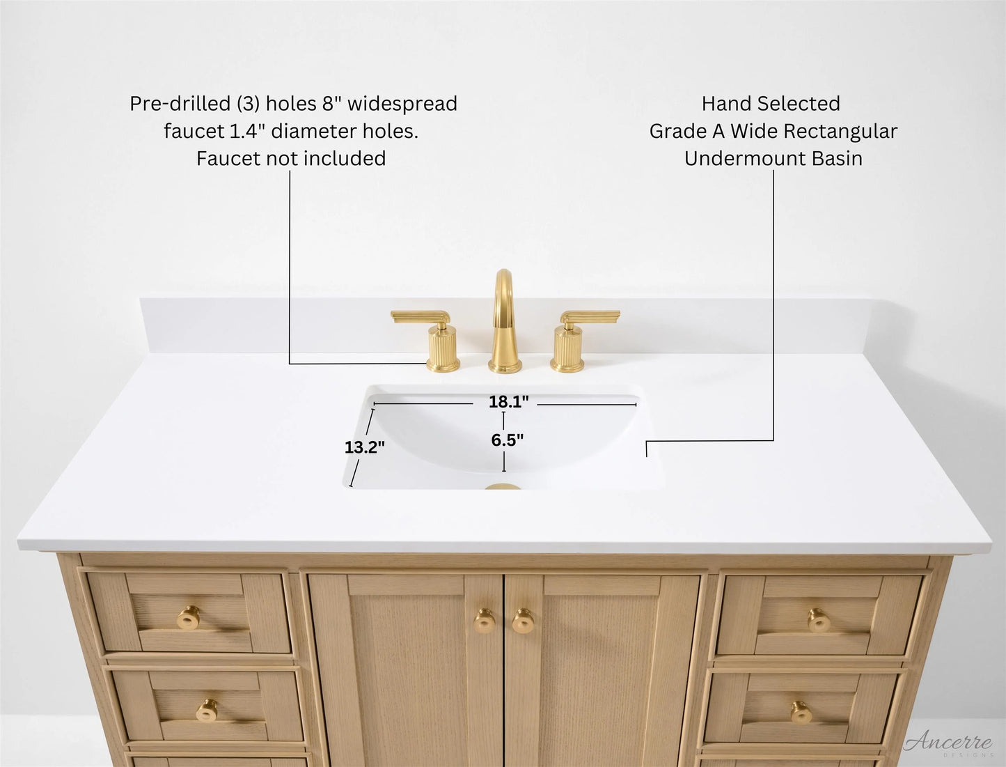 Audrey 48 in. Bath Vanity Set in Oak with White Quartz Top and Undermount Basin