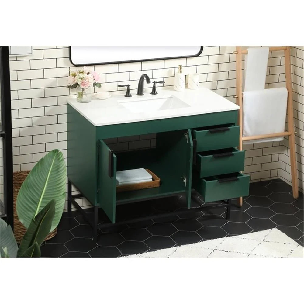 Elegant Kitchen and Bath 42 Inch Single Bathroom Vanity In Green