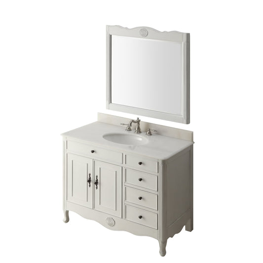 Chans Furniture 38" Daleville Bathroom Sink Vanity with MIR/BS - Antiqued White
