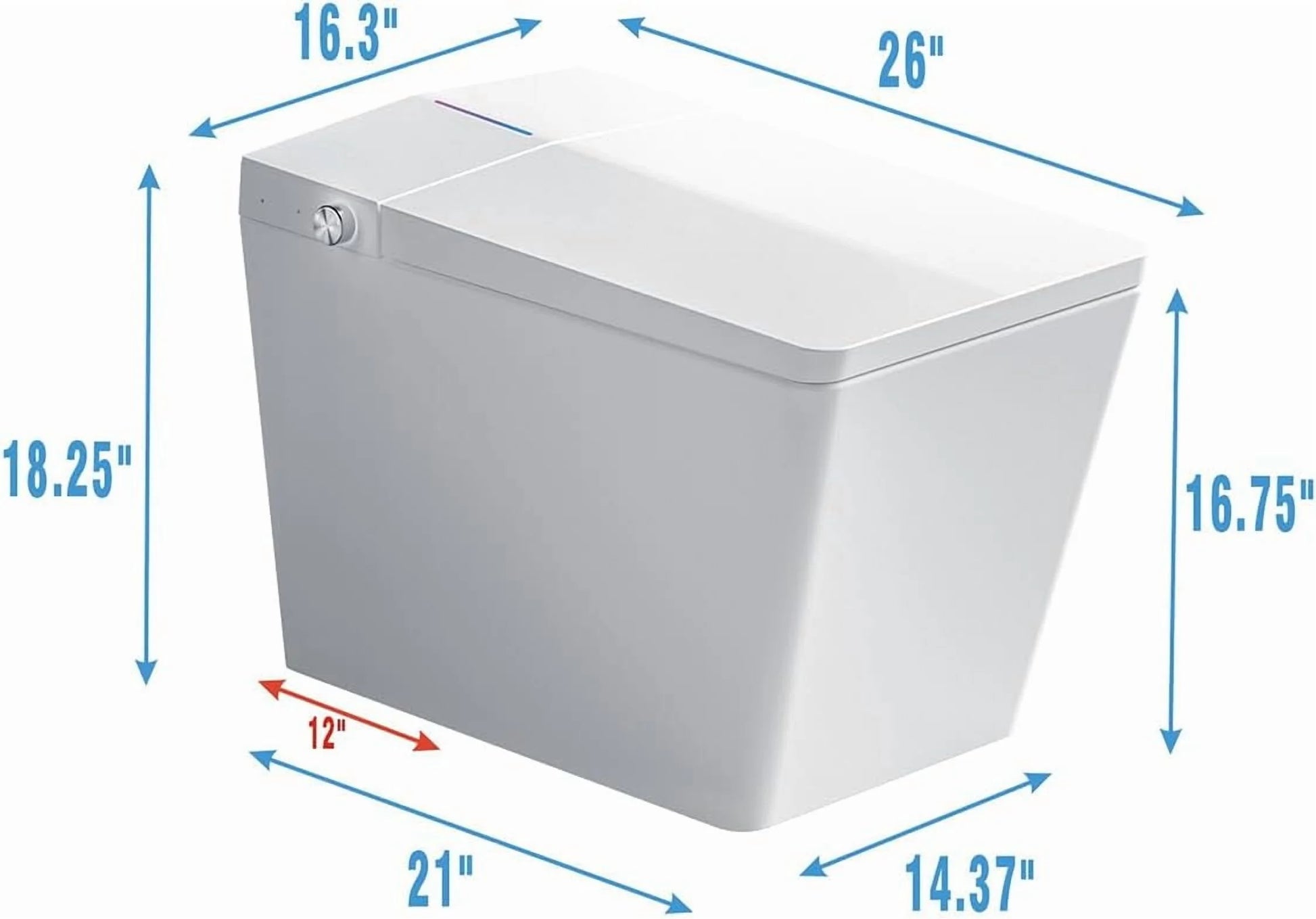 WinZo Square Smart Toilet with Tank Built-in,Square With Auto Flush, Rectagnle Heated Bidet & Drying, Night Light Convenient For Seniors, Luxury Bathroom Or Low Water Pressure Space (Matt Black)
