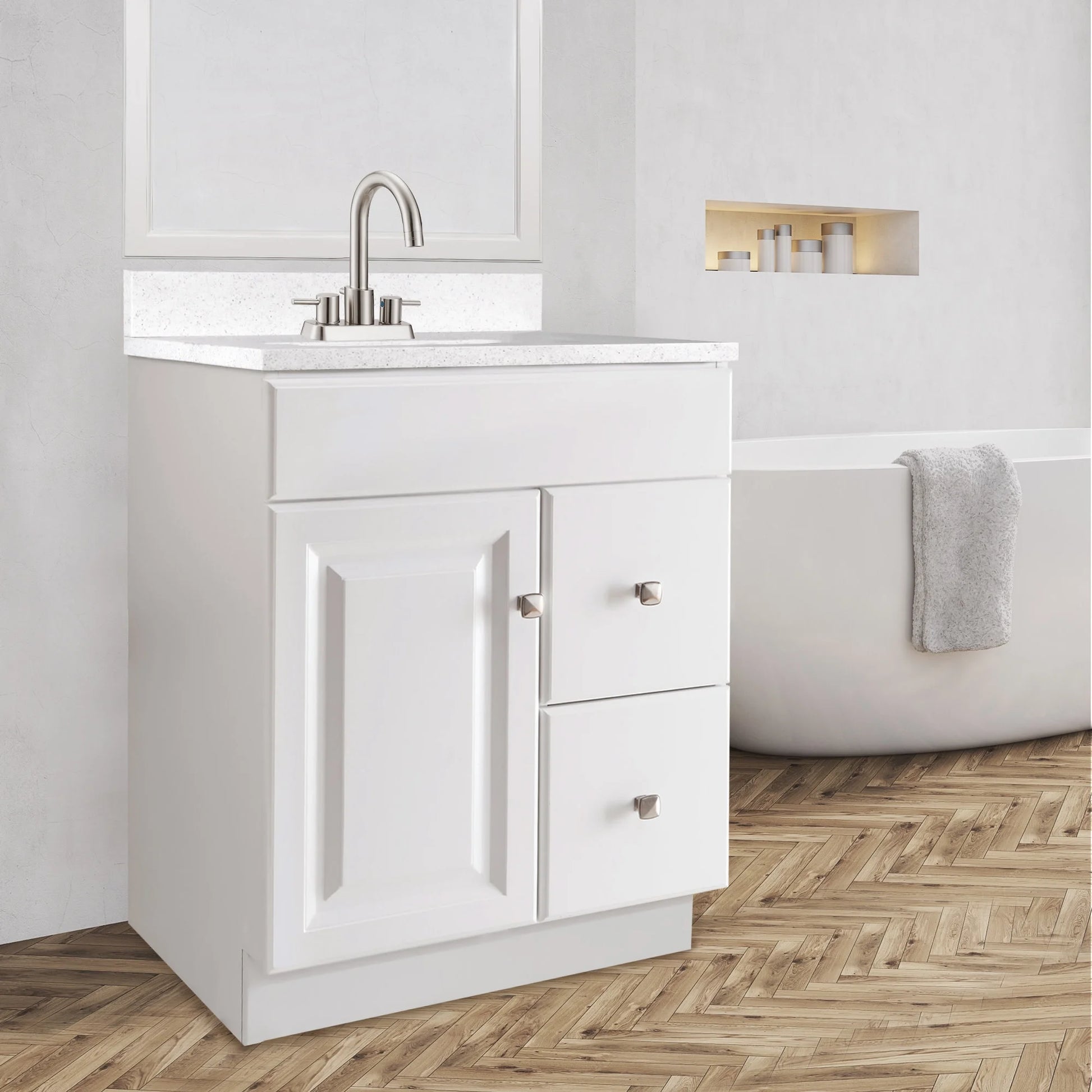Design House Solid Wood 24" Wyndham 1-Door Ready to Assemble Bath Vanity Cabinet, White