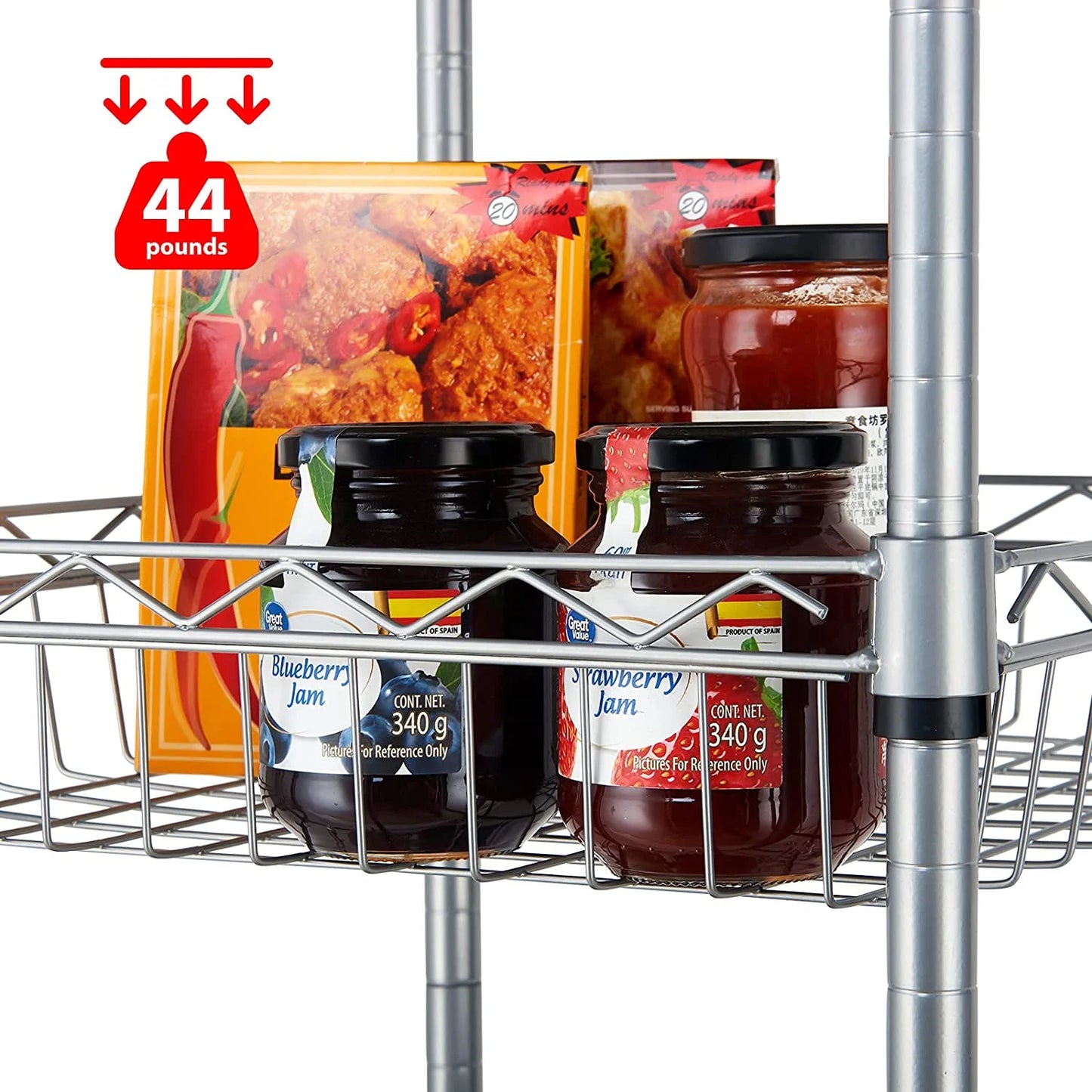 6 Tier Wire Shelving Unit with Wheels Baskets Storage Rack Corner Shelves Adjustable Shelf Closet Bathroom Organizers Metal Pantry Kitchen Garage Laundry Room 13.5" D x 13.5" W x 63" H Silver