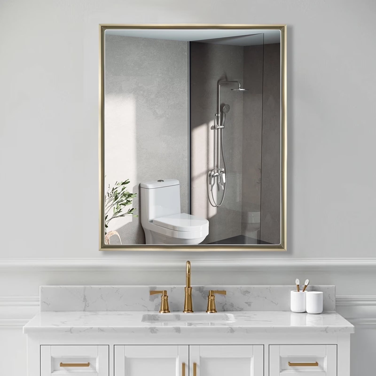 FUMANGO Bathroom Medicine Cabinet with Aluminum Framed Mirror,24"x30" Surface Mount or Recessed Mount Bathroom Vanity Mirror,Single Door Bathroom Mirror with Storage Cabinet