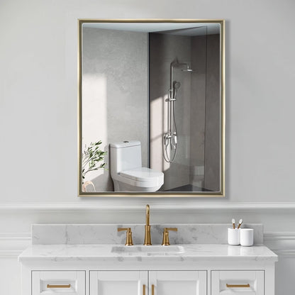FUMANGO Bathroom Medicine Cabinet with Aluminum Framed Mirror,24"x30" Surface Mount or Recessed Mount Bathroom Vanity Mirror,Single Door Bathroom Mirror with Storage Cabinet